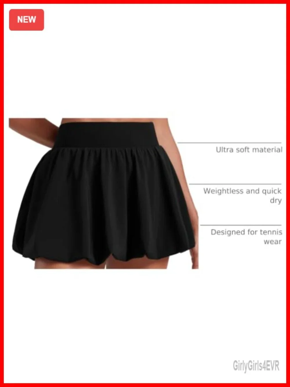 High Waisted Tennis Skort with Built-in Shorts, Quick-Dry, Pockets, Ruffled Hem